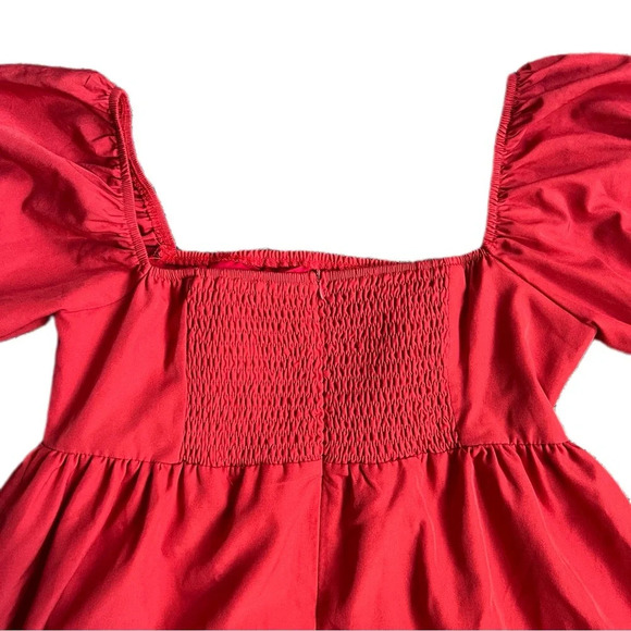 Exlura Square Neck Puff Long Sleeve Red Mini Dress Size Medium A-Line - Picture 5 of 11